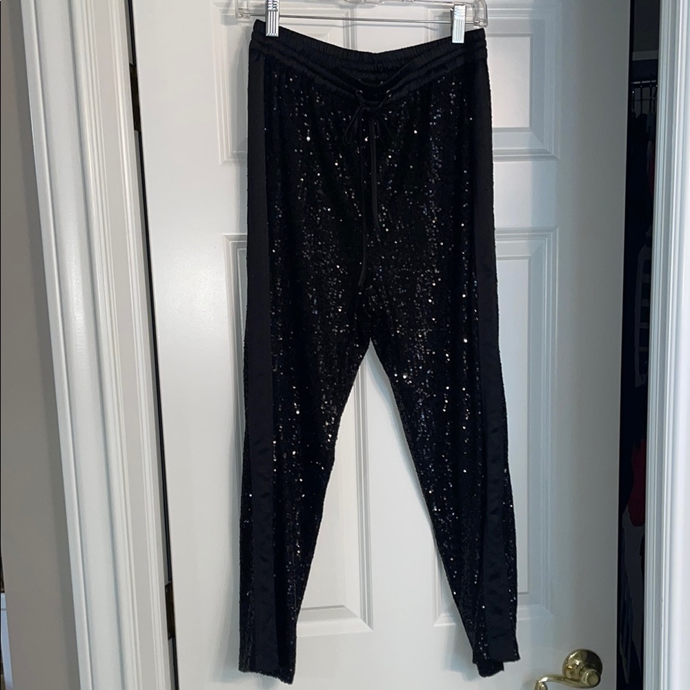 Black Sequin Jogger Pants